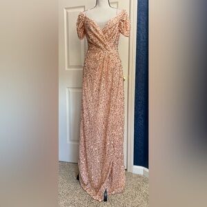 Glamorous Peach Sequin Maxi Dress
